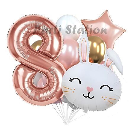 Tavşan Bunny Konsept 8 Yaş Balon Set Easter Sevimli Tavşan Woodland Doğum Günü Parti Balon Buketi