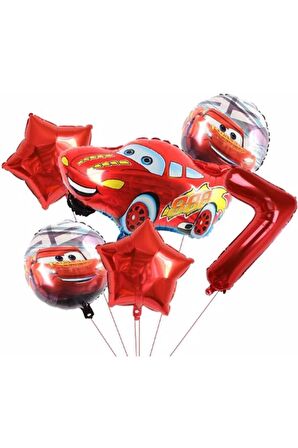 Cars Arabalar Şimşek Mcqueen Yarış Arabası Konsept 7 Yaş Balon Set Cars Arabalar Doğum Günü Set