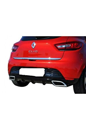 Renault Clio 42012-2016  Uyumlu Egzoz Görünümlü Arka Tampon Eki - Difüzör  Plastik