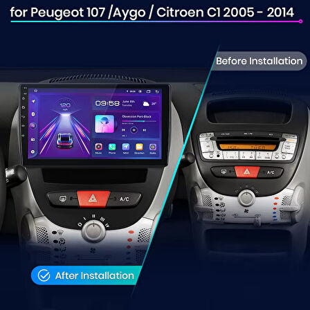 CITROEN C1 2005-2014 MULTİMEDYA CARPLAY EKRAN SETİ 2 GB RAM 32 HAFIZALI