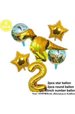 Dinazor Konsept 2 Yaş Balon Set T-rex Dinazor Konsept Doğum Günü Set Yaş Balon Set