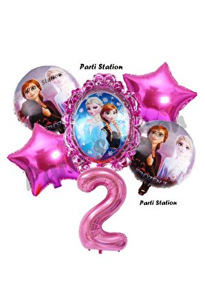 Karlar Ülkesi Frozen Elsa 2 Yaş Doğum Günü Konsept Balon Set Frozen Elsa Pembe Renk Doğum Günü Seti