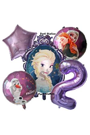 Frozen Karlar Ülkesi Elsa Konsept Mor Doğum Günü Balon Set 2 Yaş Elsa Karlar Ülkesi Balon Set