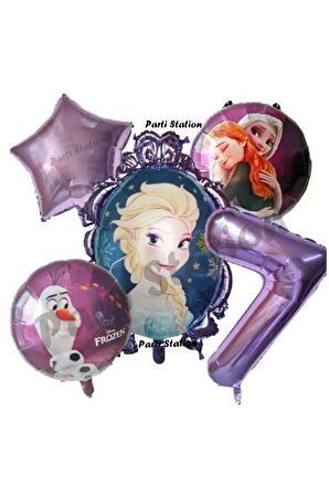 Frozen Karlar Ülkesi Elsa Konsept Mor Doğum Günü Balon Set 7 Yaş Elsa Karlar Ülkesi Balon Set