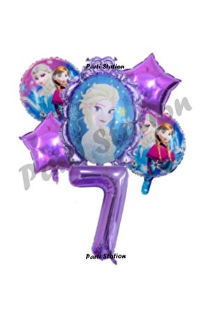 Frozen Karlar Ülkesi Elsa Konsept Doğum Günü Balon Set 7 Yaş Elsa Karlar Ülkesi Mor Balon Set
