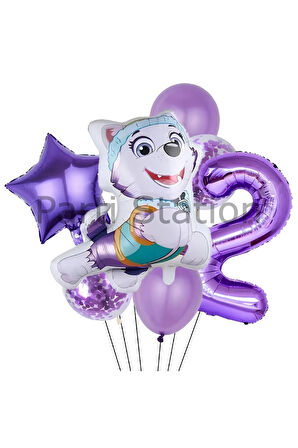 Paw Patrol Everst 7 Yaş Balon Set Paw Patrol Everst Doğum Günü Folyo Balon Set