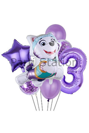 Paw Patrol Everst 7 Yaş Balon Set Paw Patrol Everst Doğum Günü Folyo Balon Set