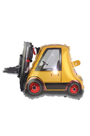 İnşaat Forklift Kamyonu Balon 4 Yaş Doğum Günü Balon Set İş Makineleri Konsept Ve Siyah Rakam Balon