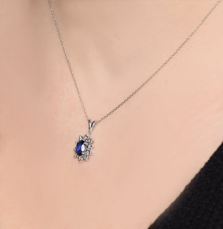 1.15 Ct Safir Pırlanta Kolye
