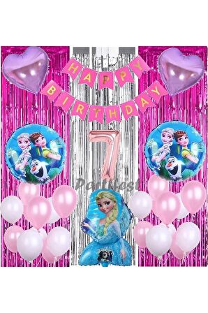Frozen Elsa 7 Yaş Balon Seti Karlar Ülkesi Konsept Helyum Balon Set Frozen Elsa Doğum Günü Set