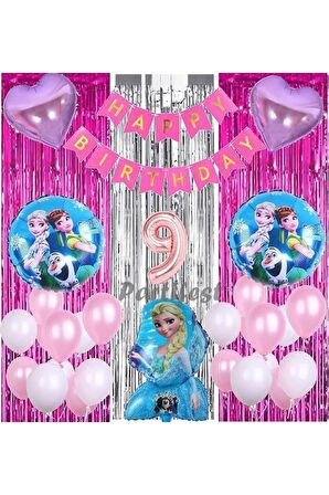 Frozen Elsa 9 Yaş Balon Seti Karlar Ülkesi Konsept Helyum Balon Set Frozen Elsa Doğum Günü Set