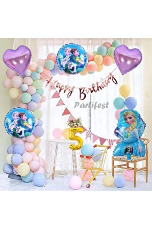 Frozen Elsa 5 Yaş Balon Seti Karlar Ülkesi Konsept Helyum Balon Set Frozen Elsa Doğum Günü Set