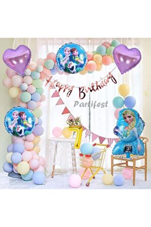 Frozen Elsa 7 Yaş Balon Seti Karlar Ülkesi Konsept Helyum Balon Set Frozen Elsa Doğum Günü Set