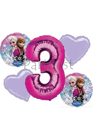 Frozen Balon Set Karlar Ülkesi Folyo Balon Set Konsept Doğum Günü Set 3 Yaş Balon
