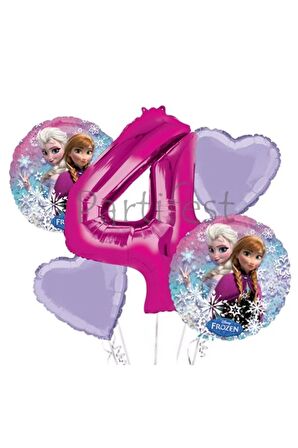 Frozen Balon Set Karlar Ülkesi Folyo Balon Set Konsept Doğum Günü Set 4 Yaş Balon