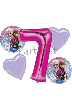 Frozen Balon Set Karlar Ülkesi Folyo Balon Set Konsept Doğum Günü Set 7 Yaş Balon