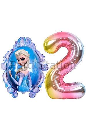 Frozen Elsa Konsept 4 Yaş Renkli Balon Set Karlar Ülkesi Tema Doğum Günü Folyo Balon Set
