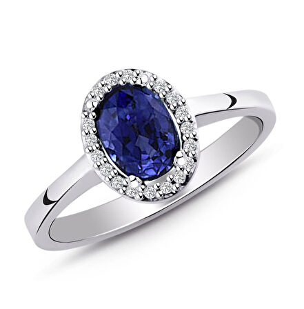 Pırlanta Safir Taşlı Yüzük