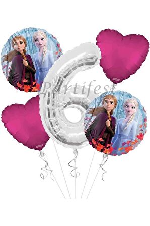 Frozen 6 Yaş Balon Set Elsa Balon Folyo Balon Set Konsept Karlar Ülkesi Doğum Günü Set Yaş Balon