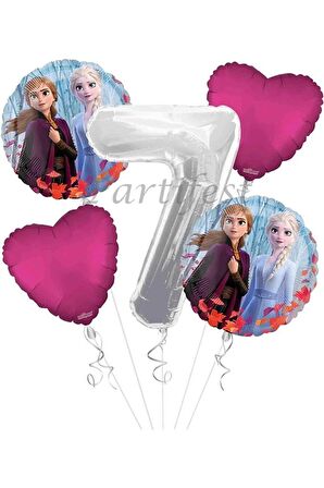 Frozen 7 Yaş Balon Set Elsa Balon Folyo Balon Set Konsept Karlar Ülkesi Doğum Günü Set Yaş Balon
