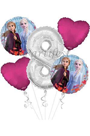 Frozen 8 Yaş Balon Set Elsa Balon Folyo Balon Set Konsept Karlar Ülkesi Doğum Günü Set Yaş Balon