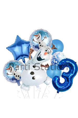 Frozen Elsa Olaf 9 Yaş Balon Set Karlar Ülkesi Elsa Olaf Konsept Doğum Günü Folyo Balon Set