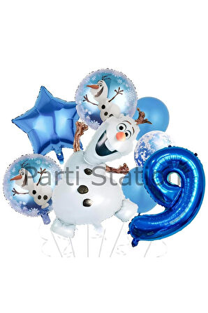 Frozen Elsa Olaf 9 Yaş Balon Set Karlar Ülkesi Elsa Olaf Konsept Doğum Günü Folyo Balon Set
