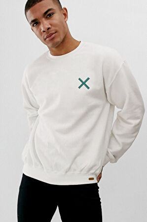 Trend Nice Oversize Be Contrary Beyaz Sweatshirt