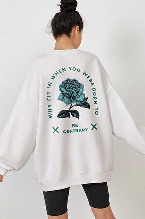 Trend Nice Oversize Be Contrary Beyaz Sweatshirt