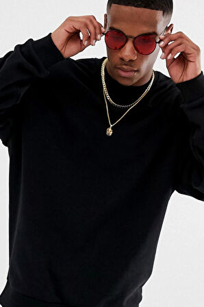 Trend Nice Oversize Better Late Than Never Siyah Sweatshirt