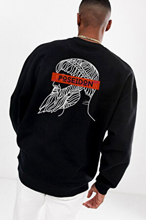 Azurco Oversize Arka Ön Poseidon Beyaz Sweatshirt