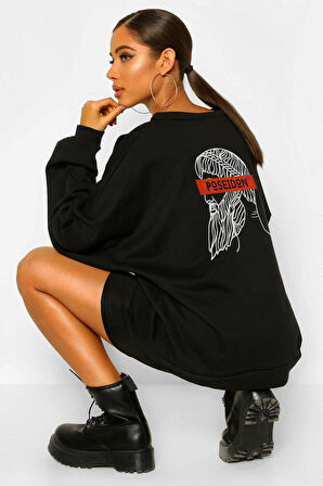 Azurco Oversize Arka Ön Poseidon Beyaz Sweatshirt