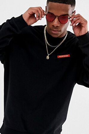 Azurco Oversize Arka Ön Poseidon Beyaz Sweatshirt