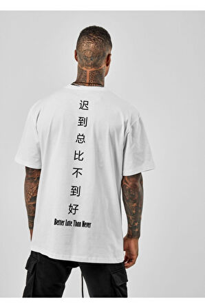 Marecash Cukss - Oversize Better Late Than Never Baskılı Beyaz Tshirt