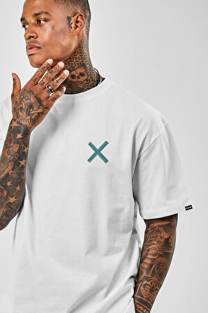 Oversize Erkek Beyaz Be Coutrary Baskılı T-shirt