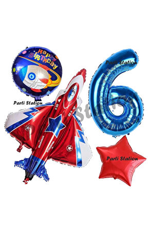 Uzay Konsept Roket Balon 3 Yaş Doğum Günü Set Galaksi Uzay Mekiği Balon Konsept Doğum Günü Set