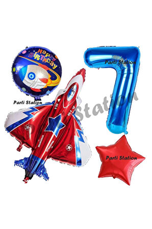 Uzay Konsept Roket Balon 3 Yaş Doğum Günü Set Galaksi Uzay Mekiği Balon Konsept Doğum Günü Set
