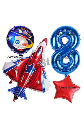 Uzay Konsept Roket Balon 3 Yaş Doğum Günü Set Galaksi Uzay Mekiği Balon Konsept Doğum Günü Set