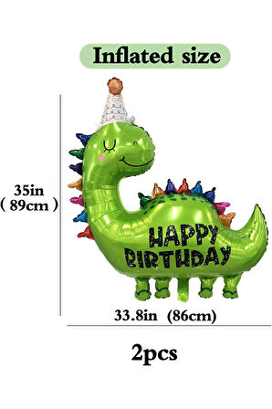 Dinozor Balon 7 Yaş Balon Set Dinozor Konsept Balon ve Yeşil Renk Rakam Balon