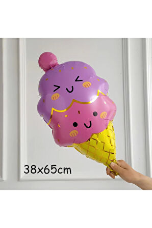 Cupcake Dondurma 4 Yaş Balon Set Şeker Dondurma Candy Balon İce Cream Konsept Doğum Günü Balon Set