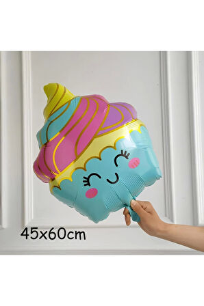 Cupcake Dondurma 4 Yaş Balon Set Şeker Dondurma Candy Balon İce Cream Konsept Doğum Günü Balon Set