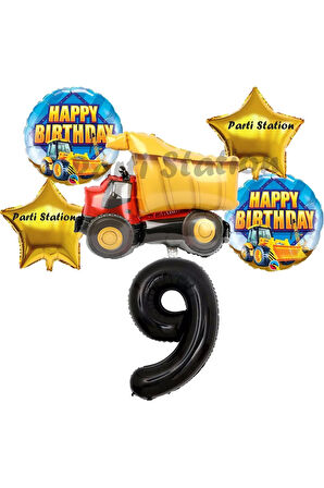 İnşaat Konsept 3 Yaş Doğum Günü Balon Set Kamyon Balon Doğum Günü Parti Set