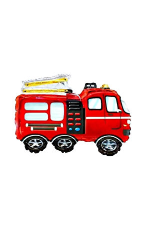 İtfaiye Fireman Balon 4 Yaş Doğum Günü Balon Set Araçlar Konsept İtfaiye Balon ve Rakam Balon