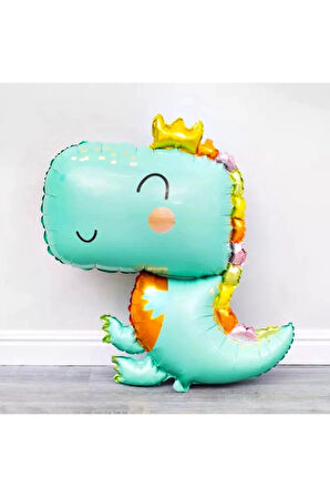 Sevimli Yeşil Dinozor Konsept 2 Yaş Balon Set Jurassic Dinozor Tema Doğum Günü Folyo Balon Set