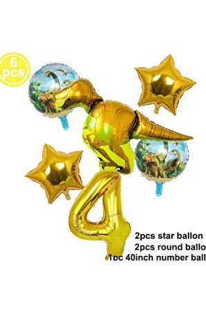 Dinazor Konsept 4 Yaş Balon Set T-rex Dinazor Konsept Doğum Günü Set Yaş Balon Set