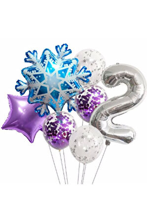 Kar Tanesi Frozen Elsa Kış Konsept Snowflake 1 Yaş Balon Konsept Doğum Günü Set Yaş Balon Set