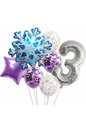 Kar Tanesi Frozen Elsa Kış Konsept Snowflake 1 Yaş Balon Konsept Doğum Günü Set Yaş Balon Set