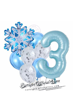 Kar Tanesi Frozen Elsa Kış Konsept Snowflake 5 Yaş Balon Konsept Doğum Günü Set Yaş Balon Set