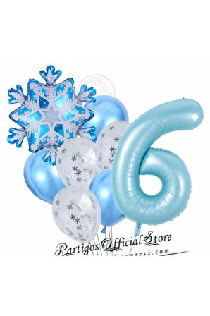 Kar Tanesi Frozen Elsa Kış Konsept Snowflake 5 Yaş Balon Konsept Doğum Günü Set Yaş Balon Set