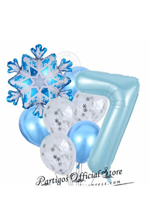Kar Tanesi Frozen Elsa Kış Konsept Snowflake 5 Yaş Balon Konsept Doğum Günü Set Yaş Balon Set